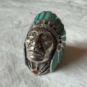 Sterling Sliver Turquoise Chief Ring